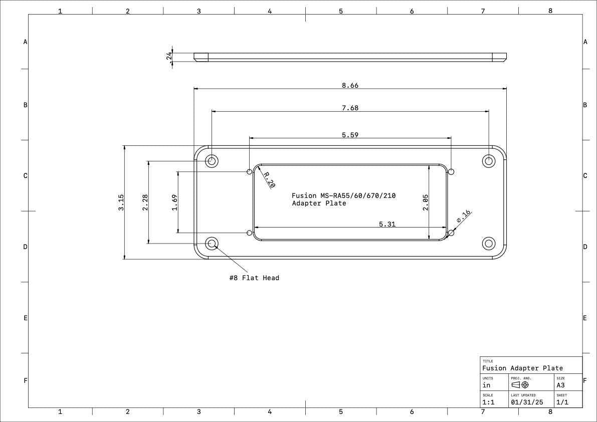 Fusion® RA60/RA210/RA670 Flush‑Mount Adapter Plate