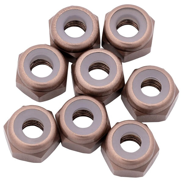 7075 Aluminum Locknuts, M3, Gunmetal, 8pcs