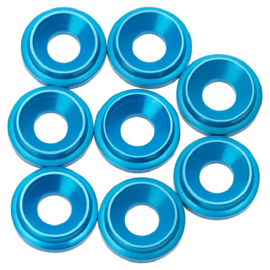 7075 LowPro Countersunk Washers, M3, Bright Blue, 8pcs