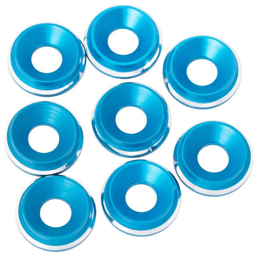 7075 LowPro Countersunk Washers, M3, Bright Blue Shine