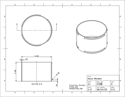 8in Mender - Leaf Vacuum Hose Adapter