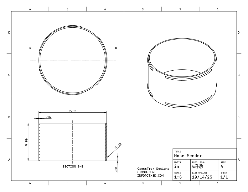 9in Mender - Leaf Vacuum Hose Adapter
