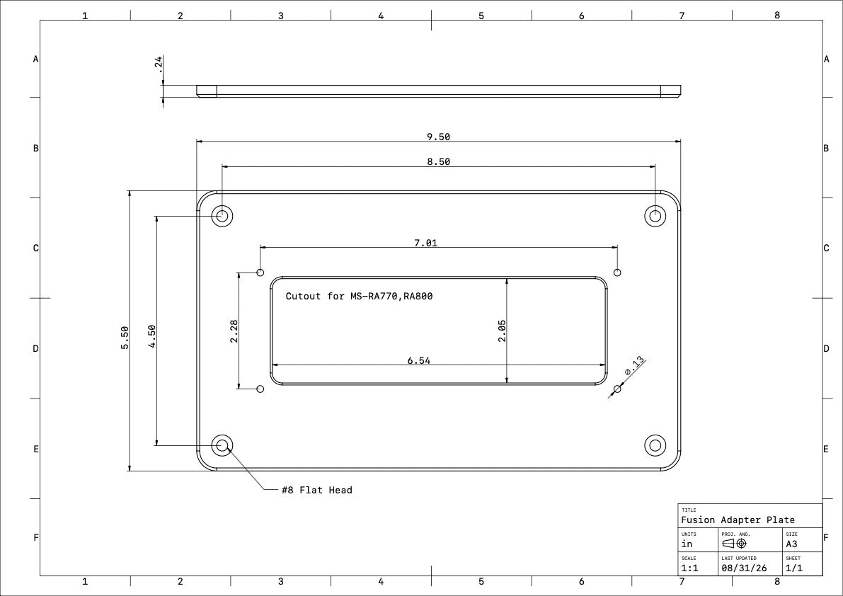 Custom - Fusion® RA800 Flush‑Mount Adapter Plate