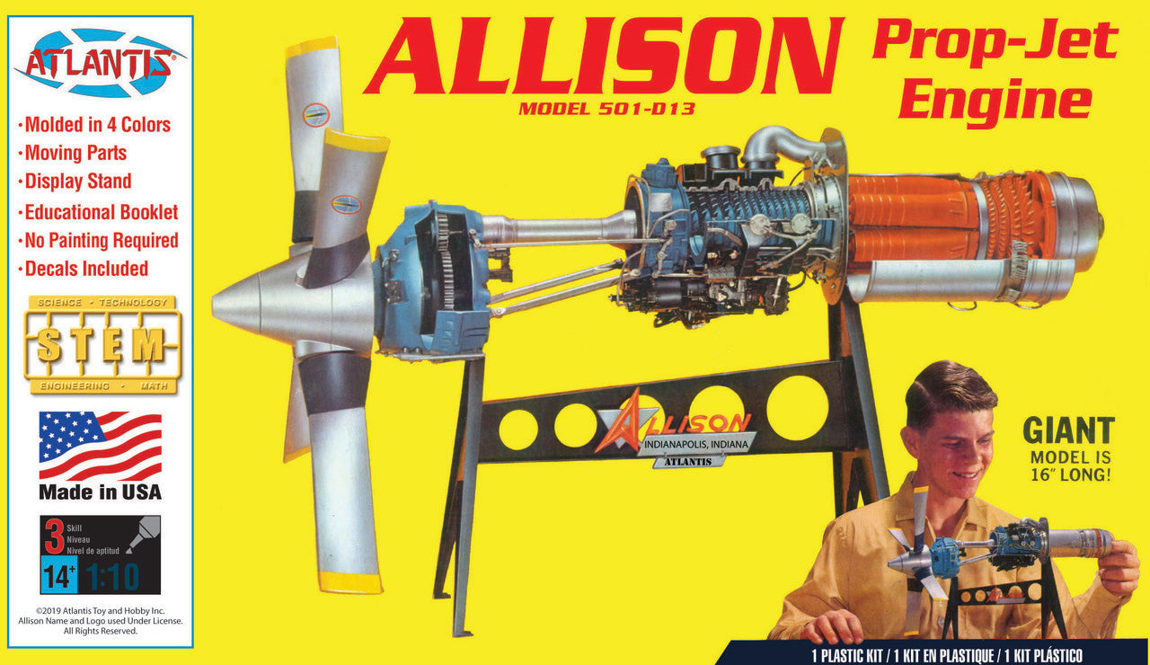 1/10 Allison Model 501-D13 Prop-Jet Engine Plastic Model