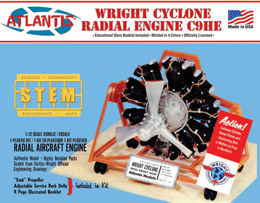 1/12 Wright Cyclone 9 Radial Engine STEM Plastic Model Kit