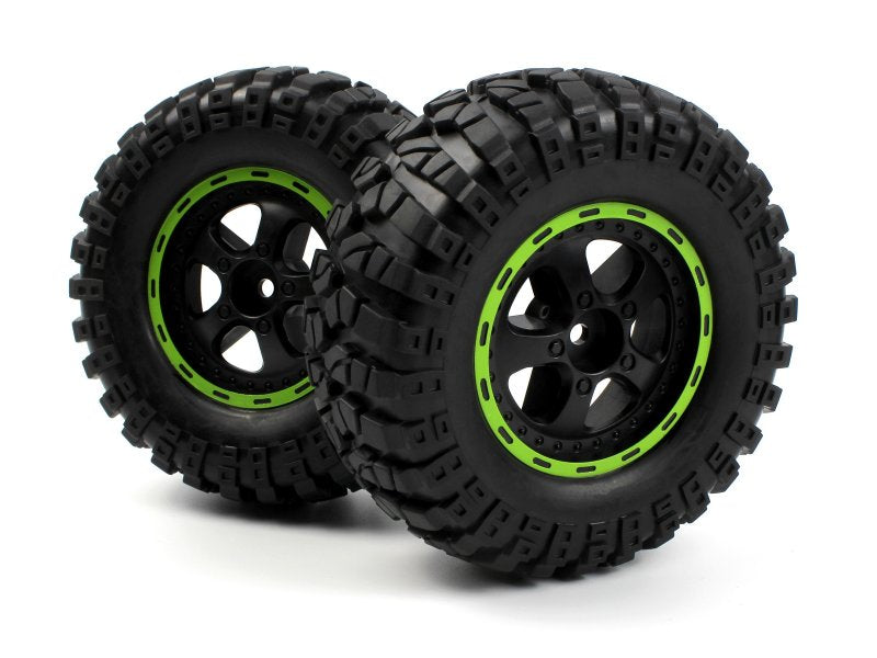 Smyter Desert Wheels/Tires Assembled (Black/Green)