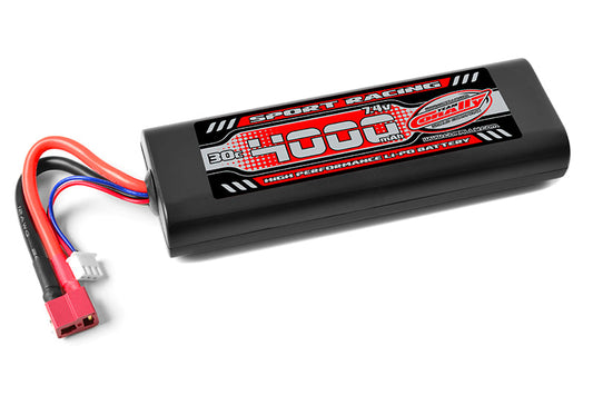 4000mAh 7.4v 2S 30C Hardcase LiPo Battery with Hardwired