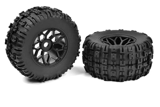 Off-Road 1/8 MT Tires Mud Claw Glued on Black Rims