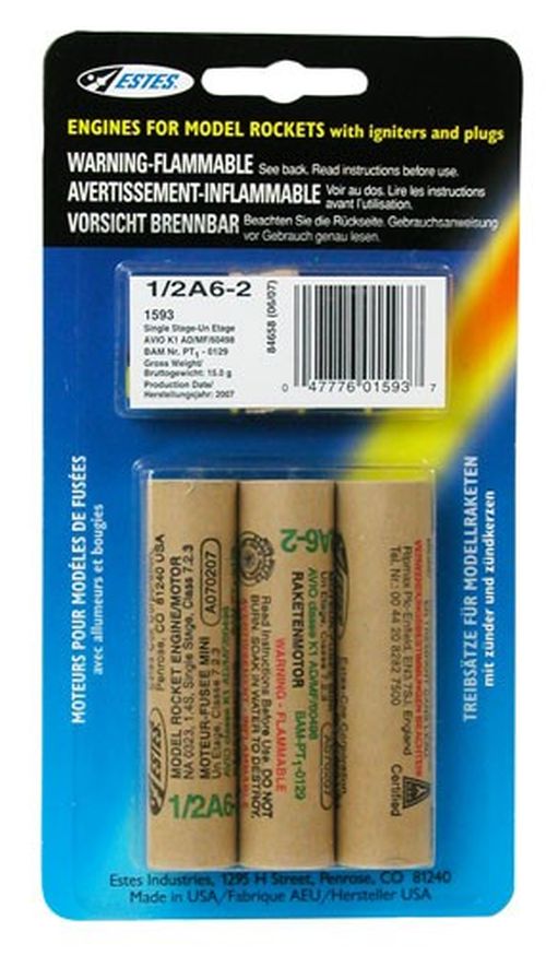 1/2A6-2 Model Rocket Engines (3pk)