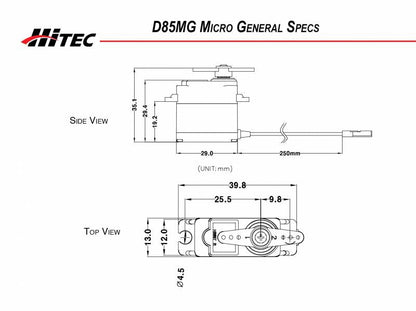 D85MG 32 Bit Premium Metal Gear Micro Servo .13sec/60oz