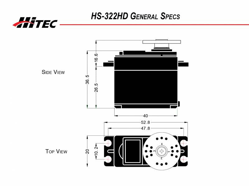 HS-322HD Standard Heavy Duty Servo .15sec/51oz @ 6.0v