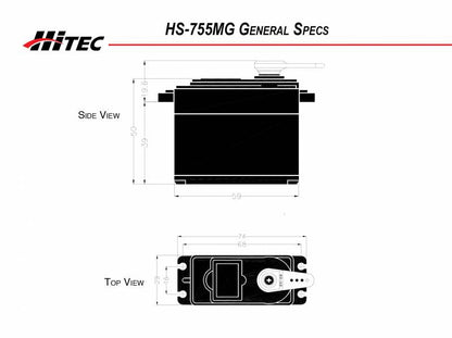 HS-755MG Giant Scale Servo .23sec/200oz @ 6.0v