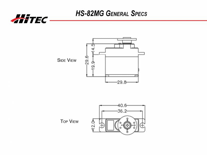 HS-82MG Standard Metal Gear Micro Servo .10sec/47oz @ 6.0v