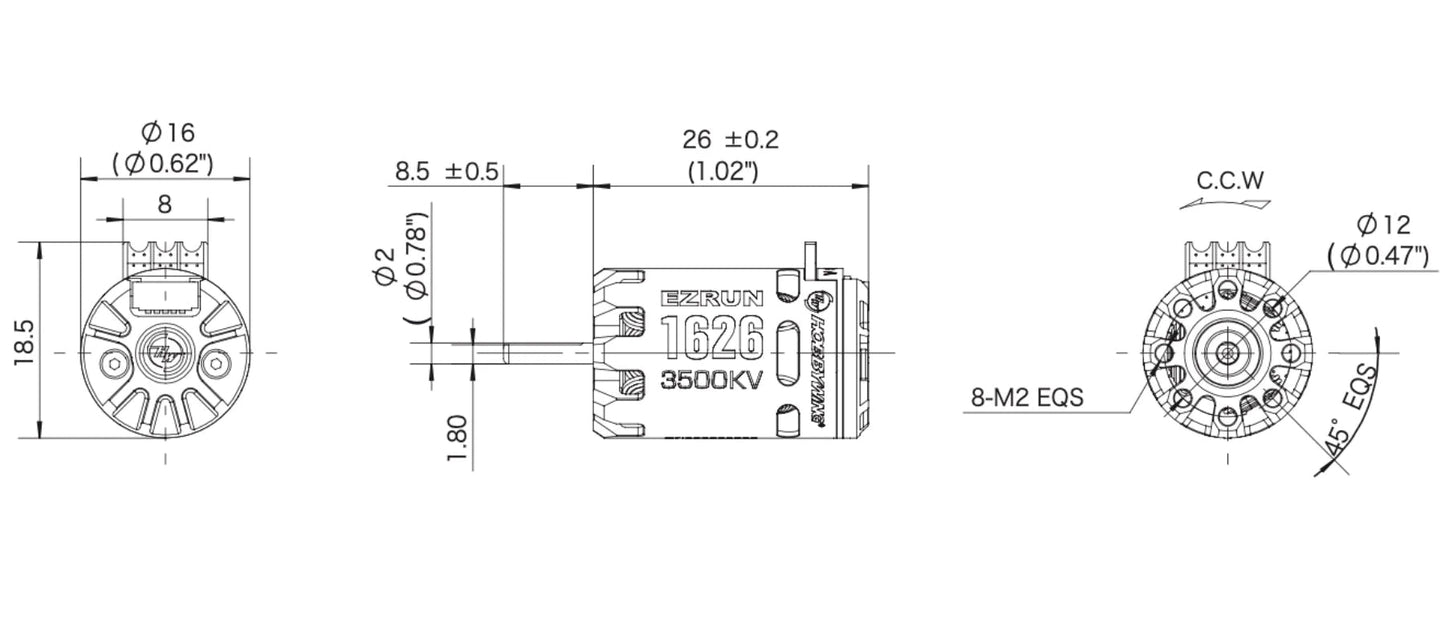 EZRUN 1626 Sensored Motor, 3500KV