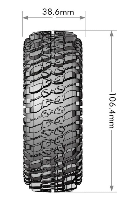 CR-Champ 1/10 1.9" Crawler Class 1 Tires, 12mm Hex on