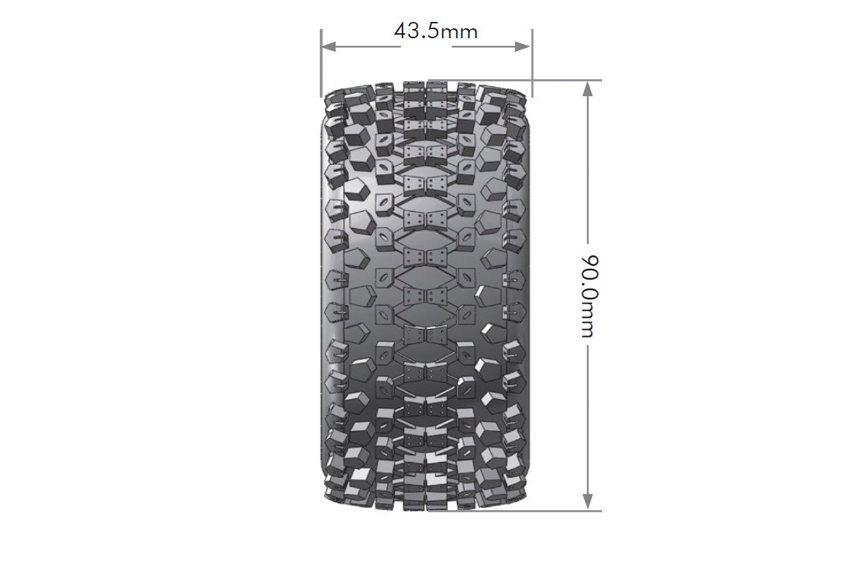 ST-Uphill 1/16 Stadium Truck Tires, 12mm Hex, Soft, Mounted