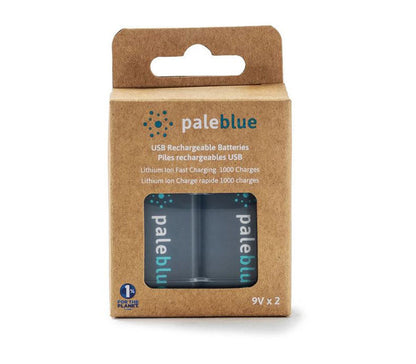 Pale Blue Lithium Ion Rechargeable 9V Batteries 2pk