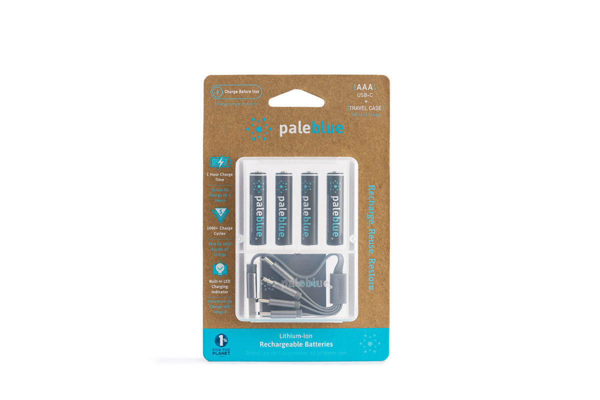 Pale Blue Lithium Ion Rechargeable AAA Batteries 4pk