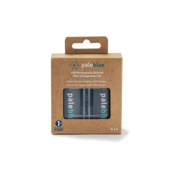 Pale Blue Lithium Ion Rechargeable D Batteries 2pk