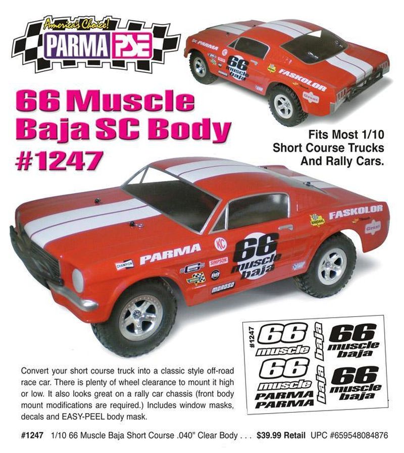 1/10 Parma '66 Muscle Baja Short Course Drag Clear Body