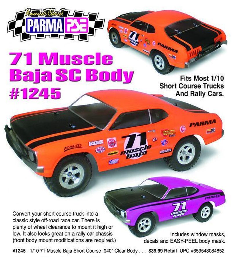 1/10 Parma '71 Muscle Baja Short Course Drag Clear Body