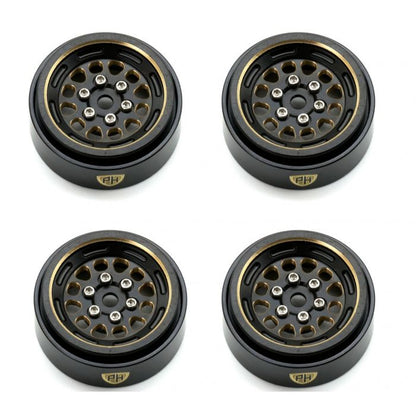 1.0" Black Brass Beadlock Crawler Wheels, for, 1/24