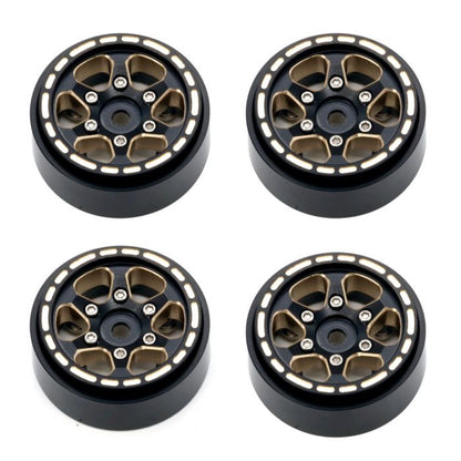 1.0" Black Brass Beadlock Crawler Wheels, for 1/24 Axial