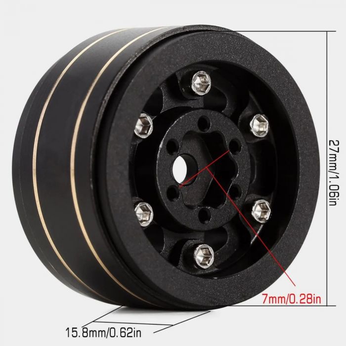 1.0" Z1 Brass Beadlock Crawler Wheels, for 1/24 Axial  SCX24