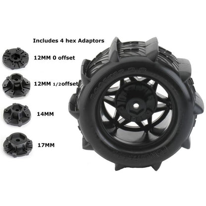 1/10 Rooster 2.8" Belted Paddle Sand Snow Tires 12mm