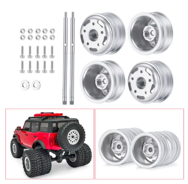 1/24 Axial SCX24 Aluminum Dually Wheels w/Driver Shaft