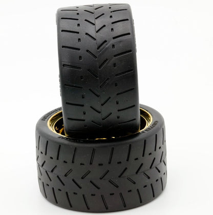 1/8 Gripper 54/100 Belted Mounted Tires 17mm Gold Wheels