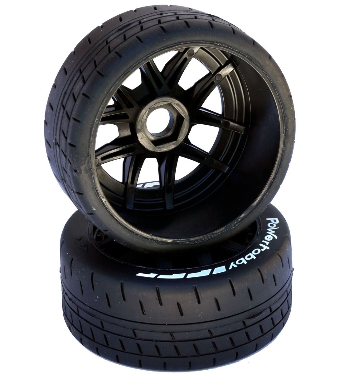 1/8 GT Beast Belted Mounted Tires 17mm Medium Black Wheels