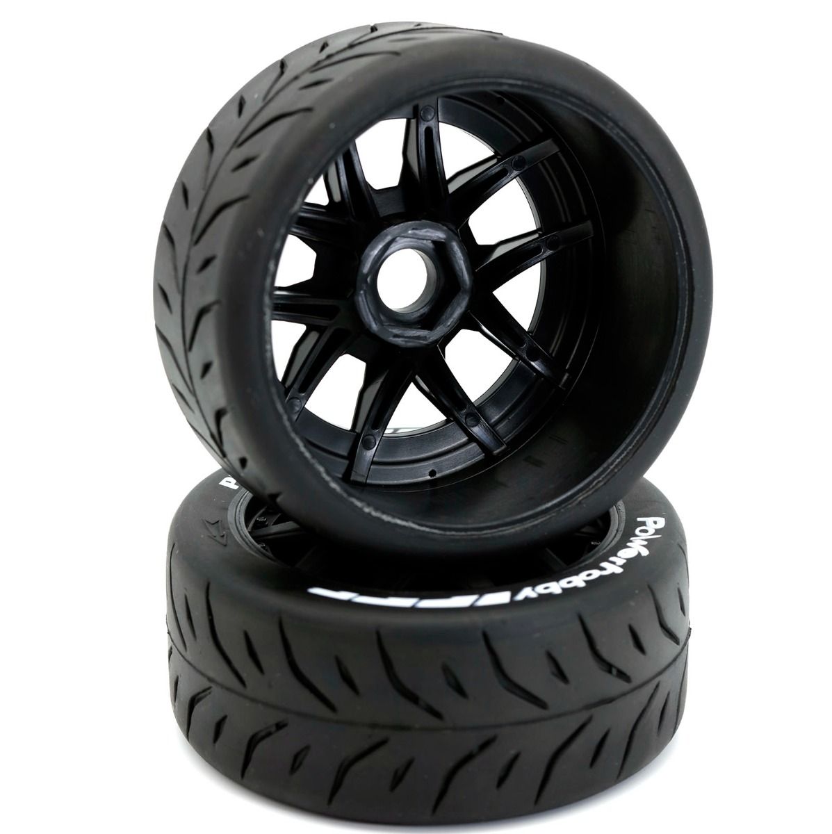 1/8 GT Phantom Belted Mounted Tires 17mm Medium Black Wheels