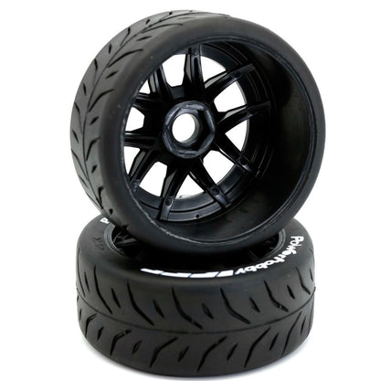 1/8 GT Phantom Belted Mounted Tires 17mm Medium Black Wheels