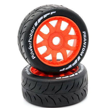 1/8 GT Phantom Belted Mounted Tires 17mm Medium Orange