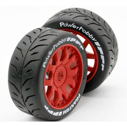 1/8 GT Phantom Belted Mounted Tires 17mm Soft Red Wheels