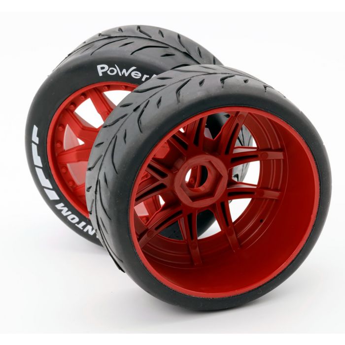 1/8 GT Phantom Belted Mounted Tires 17mm Soft Red Wheels