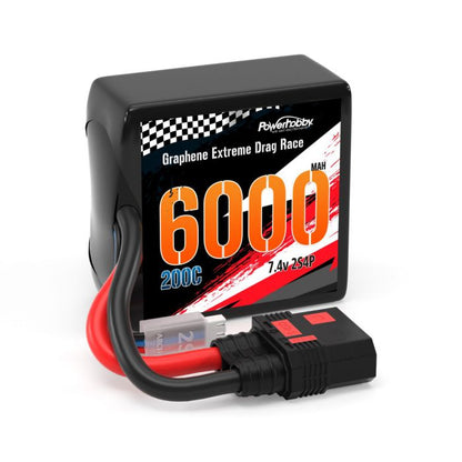 2S 6000MAH 200C DRAG Lipo Battery Pack 2S4P w/8AWG Wire