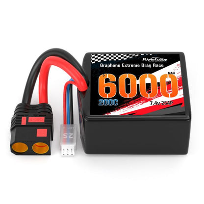 2S 6000MAH 200C DRAG Lipo Battery Pack 2S4P w/8AWG Wire