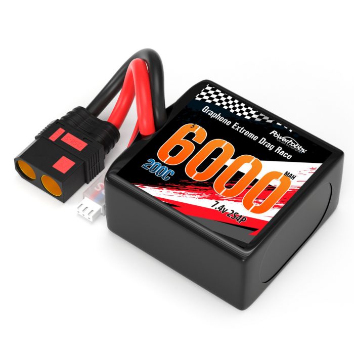 2S 6000MAH 200C DRAG Lipo Battery Pack 2S4P w/8AWG Wire