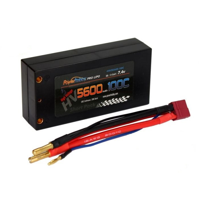 2S 7.4C 5600MAH 100C HV Shorty Lipo w/ 4mm Bullet Connectors