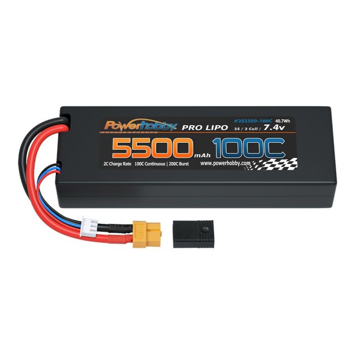 2S 7.4V 5500MAH 100C Lipo Battery w XT60 +  Plug Adapter