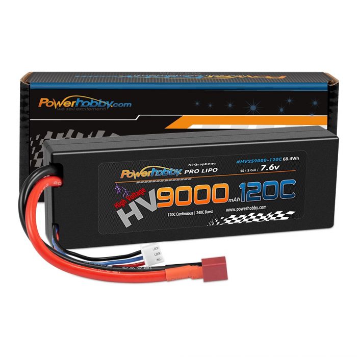 2S 7.6V HV + Graphene 9000mAh 120C LiPo Battery w/ Deans