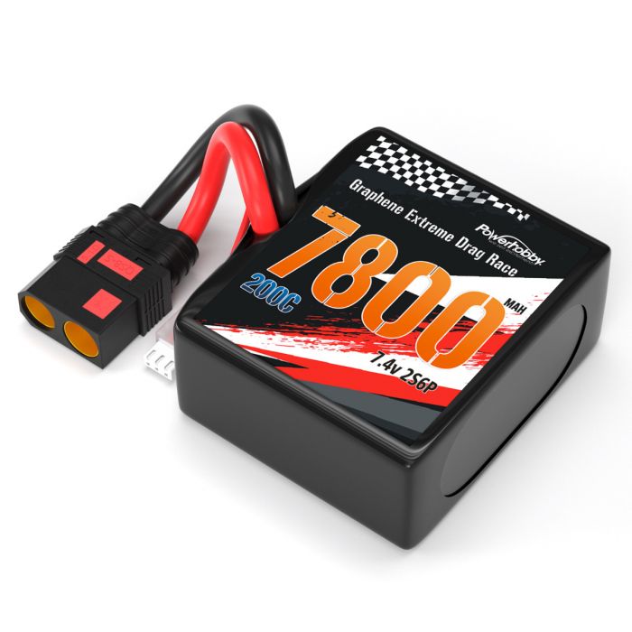 2S 7800MAH 200C Drag Lipo Battery Pack 2S6P w/8AWG QS8