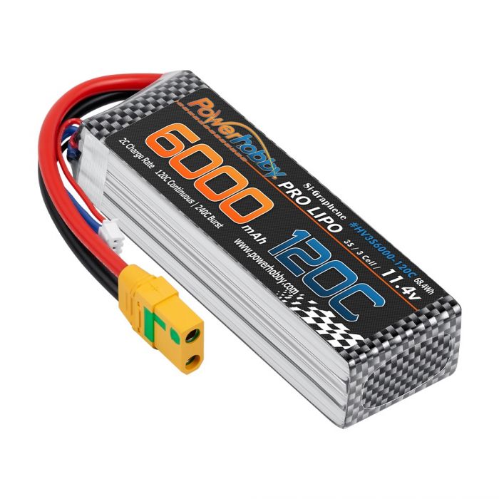 3s 11.4V 6000mah 120c Graphne + HV Lipo Battery w XT90 Plug