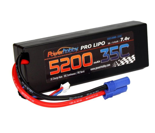 5200mAh 7.4V 2S 35C LiPo Battery with Hardwired EC5