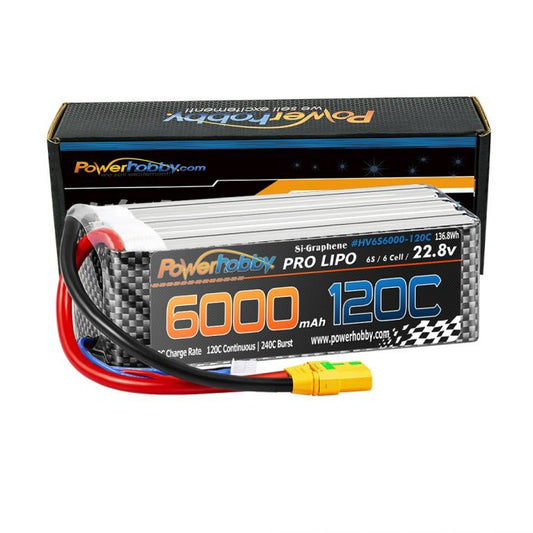 6S 22.8V 6000mAh 120C Graphene + HV LiPo Battery w/ XT90 Plug