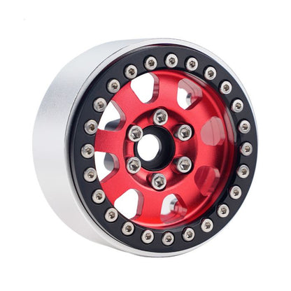 B1 Aluminum 1.9 Beadlock Wheels 9mm Hubs, Red, 1/10