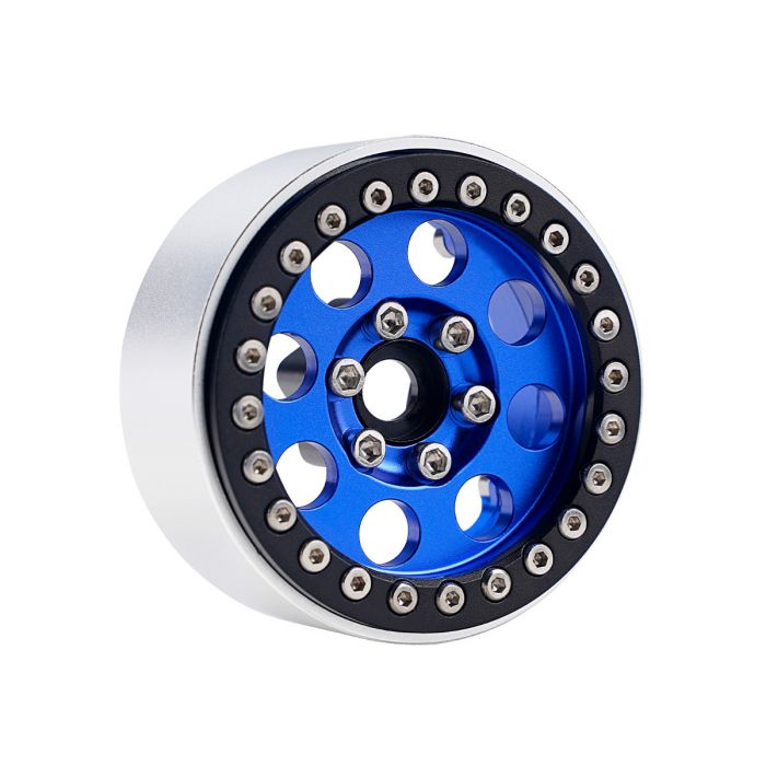 B2 Aluminum 1.9 Beadlock Wheels 9mm Hubs, Blue, for