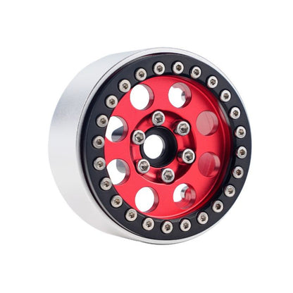 B2 Aluminum 1.9 Beadlock Wheels 9mm Hubs, Red, for 1/10